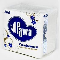 Салфетки бумажные однослойные PAWA, 24х24 см, белый, 100 шт/упк