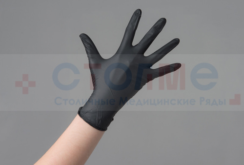 Перчатки нитриловые Ecolat, L, Черный, 100 шт/упк Перчатки нитриловые Ecolat, L, Черный, 100 шт/упк