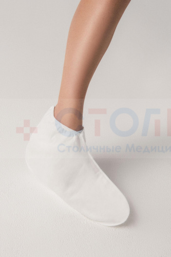 Носки для парафинотерапии из спанлейса утолщенные, белый, 1 пар/упк